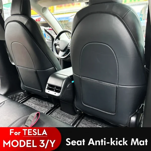 Tesla Model 3/Y Seat Back Protective Mat Leather Child Anti Dirty